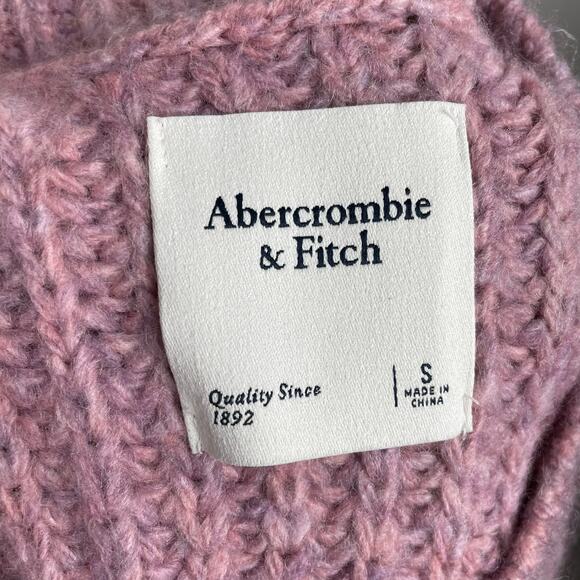 Abercrombie & Fitch Fluffy Crew Sweater Womens S Pink Pullover Fuzzy Knit Cozy - Picture 3 of 9